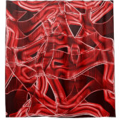 交差し、重なっている赤いアクリルリボン切り出し シャワーカーテン (正面)