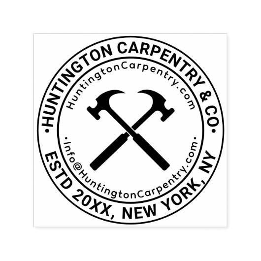 交差するハンマーの大工 建物 名前 URL Eメール セルフインキングスタンプ (デザイン)