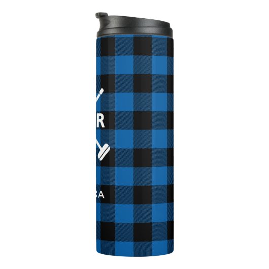 交差するバッファローの格子縞は熱タンブラーを青い掃きます タンブラー (回転右)