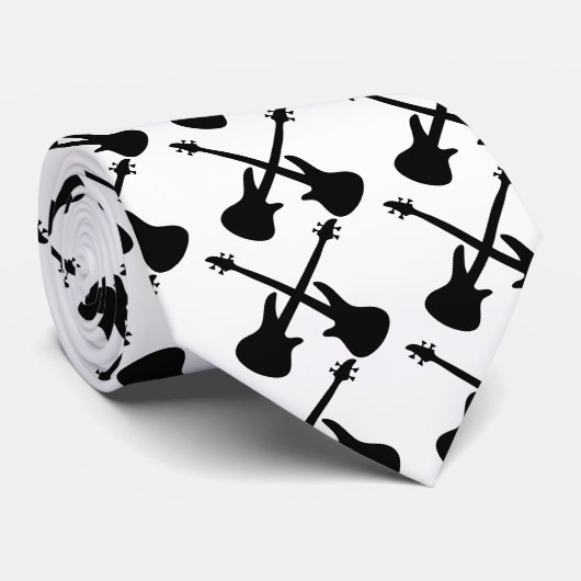 交差するベースギター ネクタイ (ロール)