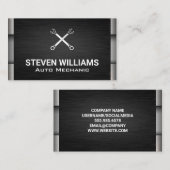 交差するレンチ |メタリックブラックシルバー 名刺 (正面/裏面)