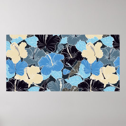 交差する曲線スエレガントタイル化ハイビスカス流 ポスター (正面)