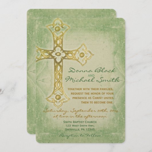 交差する角の宗教結婚式招待状 招待状 (正面/裏面)