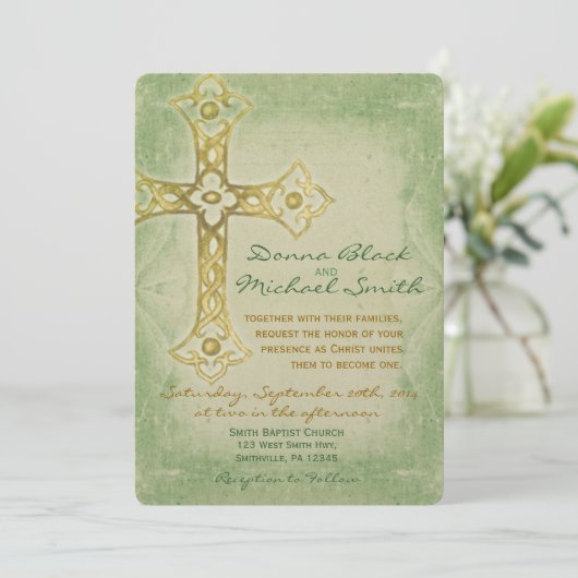 交差する角の宗教結婚式招待状 招待状 (スタンド正面)