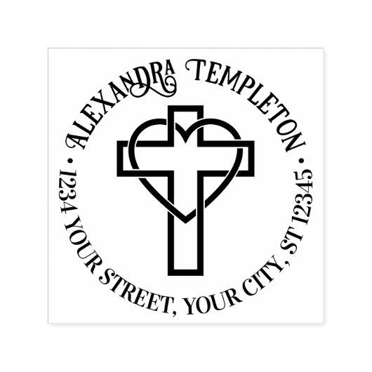 交差と絡み合ったハート名差出人住所Rnd セルフインキングスタンプ (デザイン)