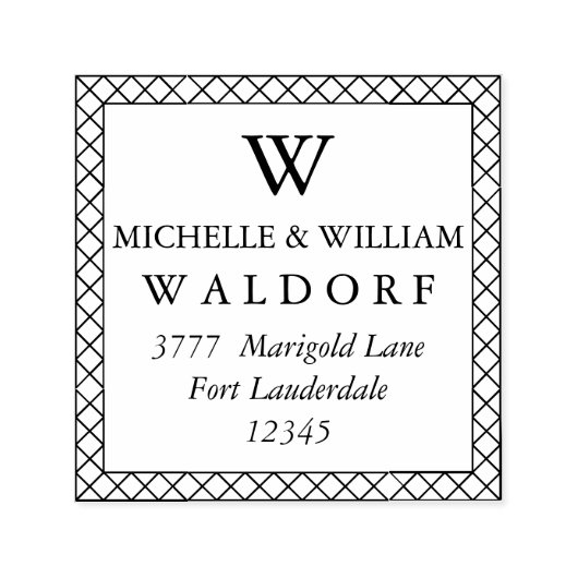 交差エレガント枠モノグラム差出人住所 セルフインキングスタンプ (デザイン)