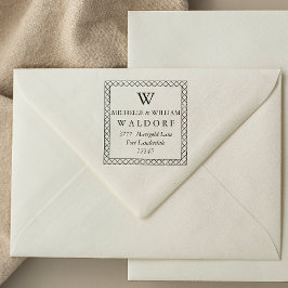 交差エレガント枠モノグラム差出人住所 セルフインキングスタンプ