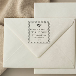 交差エレガント枠モノグラム差出人住所 セルフインキングスタンプ