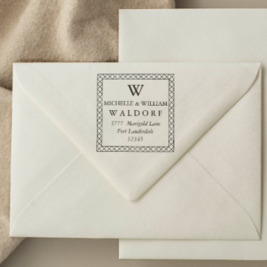 交差エレガント枠モノグラム差出人住所 セルフインキングスタンプ