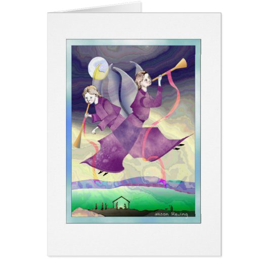 交差エンジェルスクリスマスホリディグリーティングカード (正面)