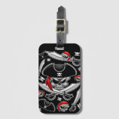 交差サーベルを持つ海賊スカル ラゲッジタグ (正面縦)