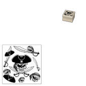 交差サーベルを持つ海賊スカル ラバースタンプ (押印)