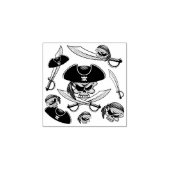 交差サーベルを持つ海賊スカル ラバースタンプ (インプリント)