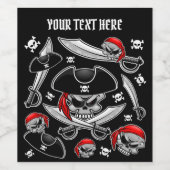 交差サーベルを持つ海賊スカル ワインラベル (シングルラベル)