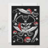 交差サーベルを持つ海賊スカル 招待状 (正面)