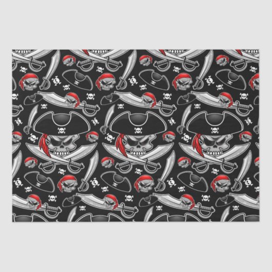 交差サーベルを持つ海賊スカル 薄葉紙 (正面)