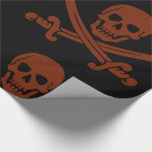 交差シンプル剣を持つスカルの笑顔の海賊 ラッピングペーパー (角)