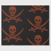 交差シンプル剣を持つスカルの笑顔の海賊 ラッピングペーパー (フラット)