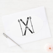 交差スキー 楕円形シール (封筒)