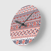 交差ステッチのデザインパターン ラウンド壁時計 (傾斜)
