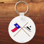 交差テキサス州とゴンザレス国旗 キーホルダー (正面)