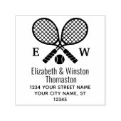 交差テニスのラケットのモノグラム名アドレス セルフインキングスタンプ (デザイン)