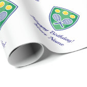 交差テニスラケットスポーツ誕生日または休日 ラッピングペーパー (ロールコーナー)