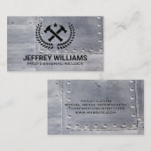 交差ハンマー |金属リベット名刺 名刺 (正面/裏面)