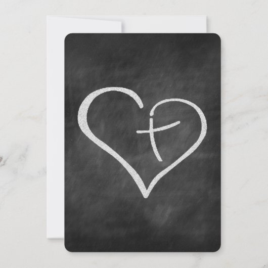 交差ハート宗教結婚式招待状 招待状 (裏面)