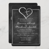 交差ハート宗教結婚式招待状 招待状 (正面/裏面)