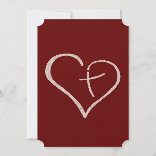 交差ハート宗教結婚式招待状(2) 招待状 (裏面)