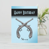 交差ピストルズブルー誕生日パーティーの招待 招待状 (スタンド正面)