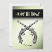 交差ピストル誕生日パーティーの招待 招待状 (正面)