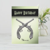 交差ピストル誕生日パーティーの招待 招待状 (スタンド正面)