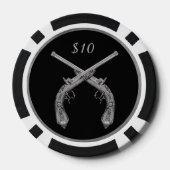 交差ピストル ポーカーチップ (裏面)