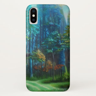 交差点のある神秘的な森の風景 iPhone X ケース