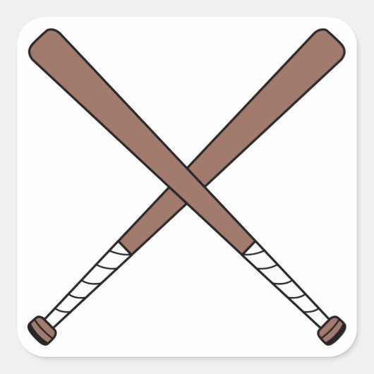 交差野球こうもり スクエアシール (正面)