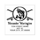 交差魚釣りロッドのリール、魚の名前Retnアドレス セルフインキングスタンプ (デザイン)