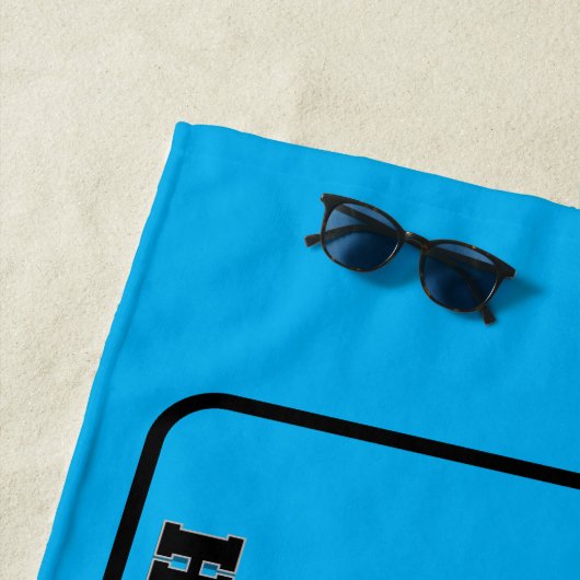 交換おもしろい可能な犬の写真と文字、青 ビーチタオル (インサイチュ)