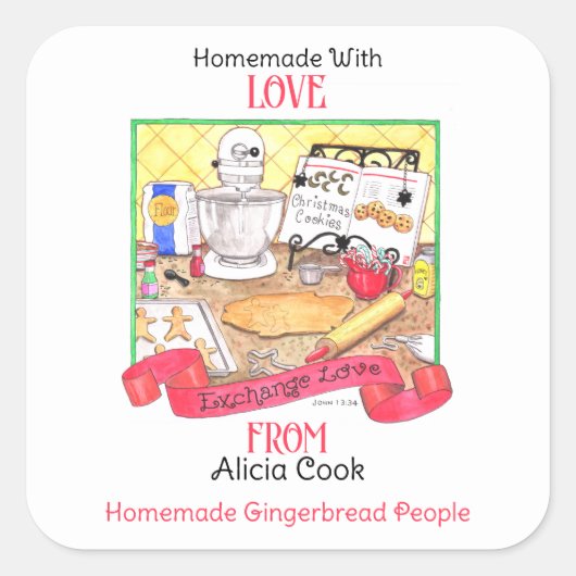 交換ラブホームメイドパーソナライズされたギフト スクエアシール (正面)