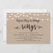 交換指輪の前に、素朴なリハーサルディナー 招待状 (正面)