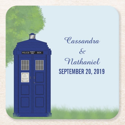 交番の結婚紙コースターv4 スクエアペーパーコースター (正面)