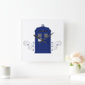 交番は壁時計を旋回 スクエア壁時計 (ホーム)