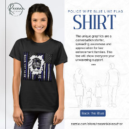 交番妻ブルーライン国旗Tシャツ Tシャツ