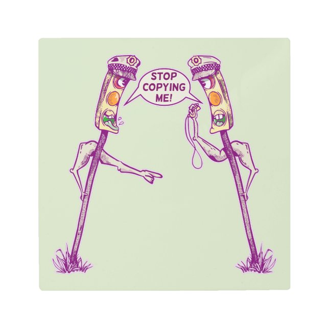 交通おもしろい灯 メタルプリント (正面)