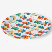 交通かわいいカラフル車トラック誕生日 ペーパープレート (アングル)