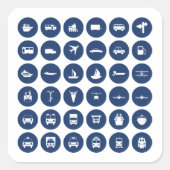 交通アイコンの青の記号 スクエアシール (正面)