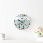 交通カラフルと自動車の子どものパターン ラウンド壁時計 (ホーム)