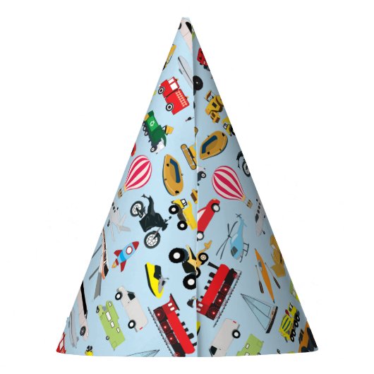 交通カラフル車の子供の名前 パーティーハット (裏面)