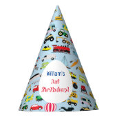 交通カラフル車の子供の名前 パーティーハット (正面)